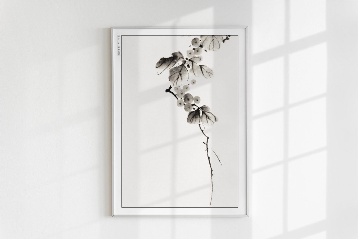 Hokusai - Berry Branch - Art Only - White Frame