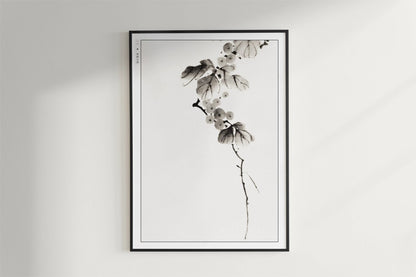 Hokusai - Berry Branch - Art Only - Black Frame