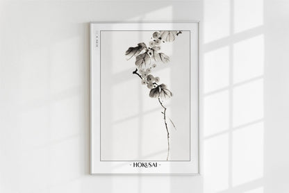 Hokusai - Berry Branch - Artist Name - White Frame