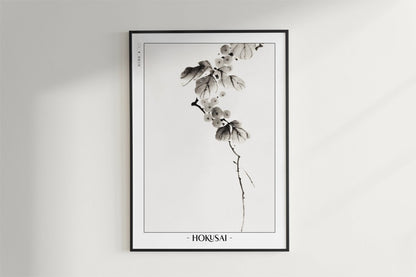 Hokusai - Berry Branch - Artist Name - Black Frame