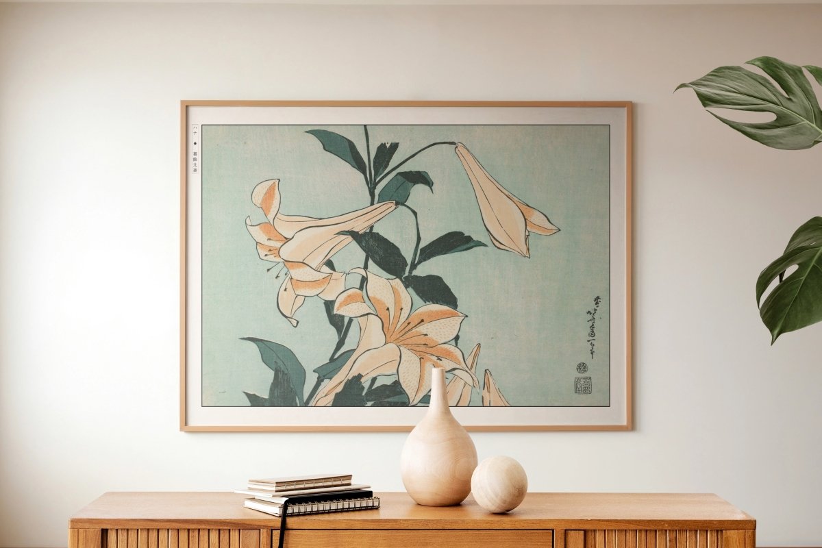 Hokusai - Lilies - Art Only with Decor