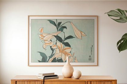 Hokusai - Lilies - Art Only with Decor