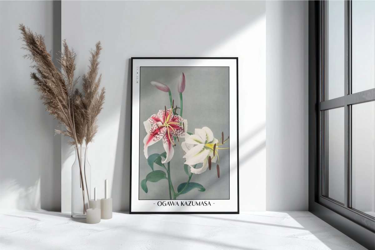 Ogawa Kazumasa - Lilies - Artist Name - Black Frame