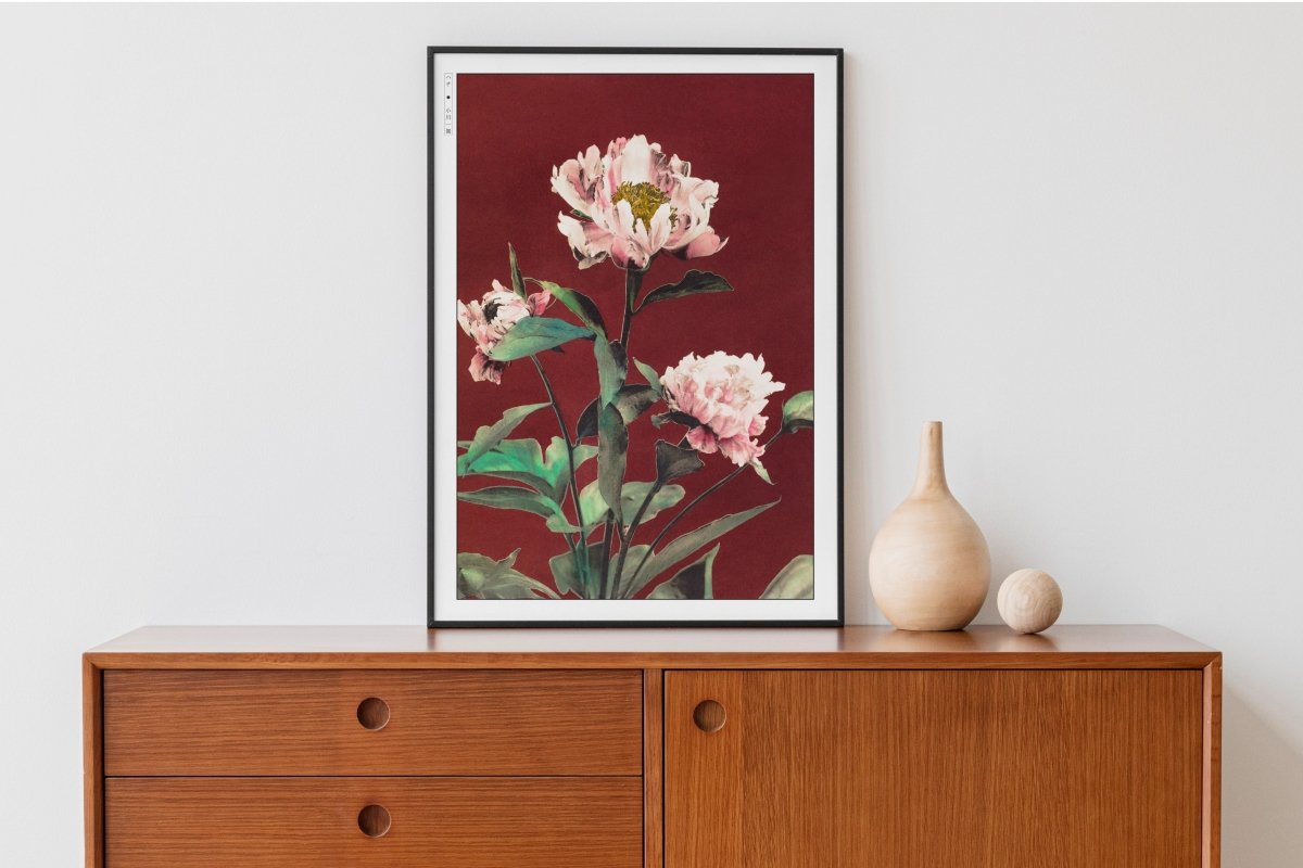 Ogawa Kazumasa - Pink Peonies - Art Only - Black Frame