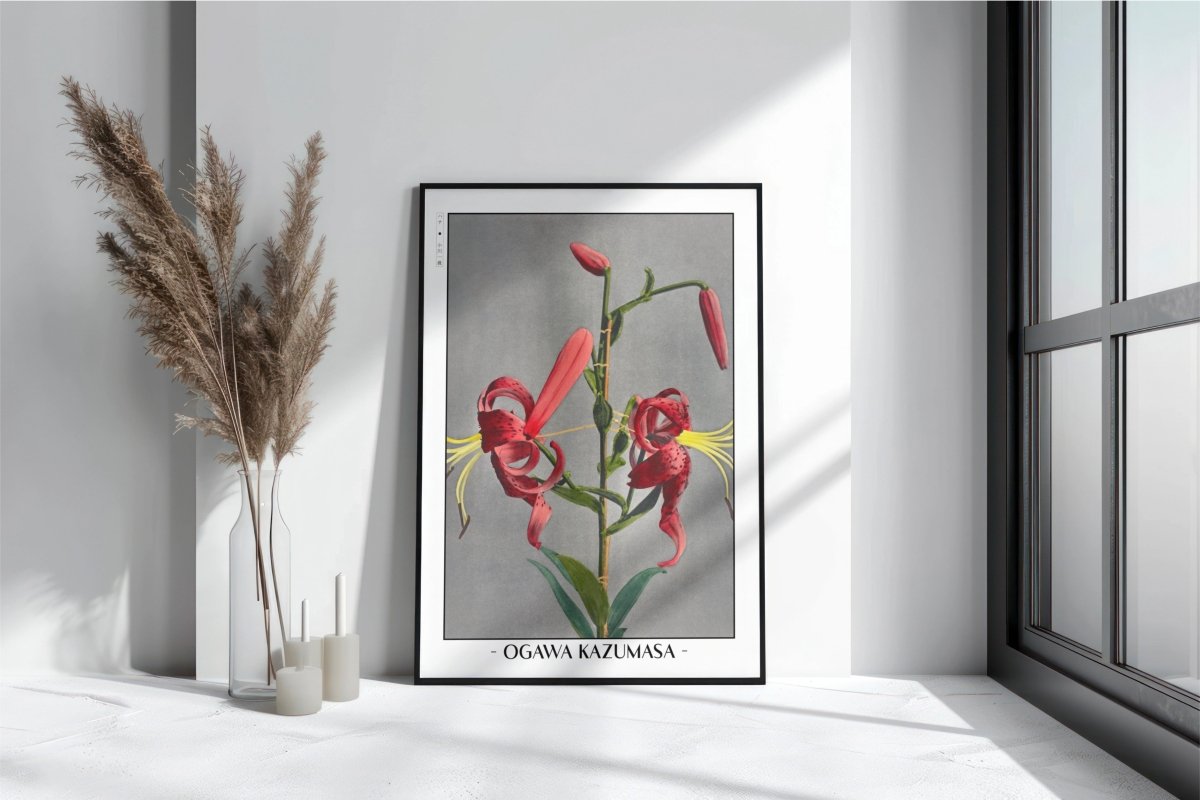 Ogawa Kazumasa - Red Lily - Artist Name - Black Frame