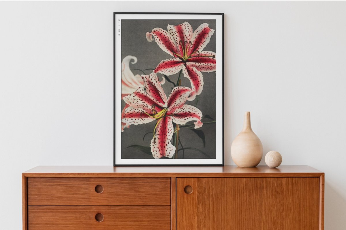 Ogawa Kazumasa - Pink Spotted Lily - Art Only - Black Frame