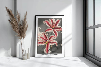 Ogawa Kazumasa - Pink Spotted Lily - Artist Name - Black Frame