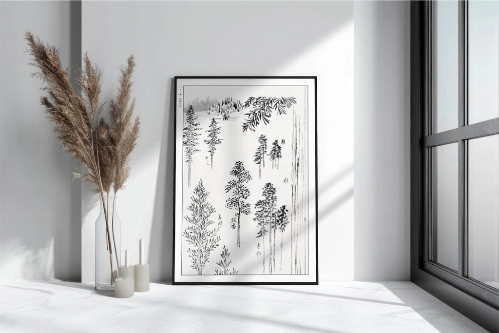 Hokusai - Pine Trees - Art Only with Decor
