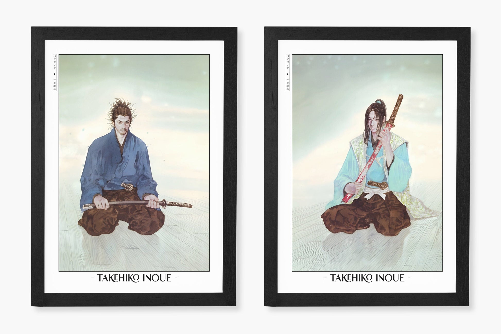 Add style to your space with the Set of 2 Vagabond Manga Wall Art. Featuring iconic characters like Miyamoto Musashi and Sasaki Kojiro, perfect for any room.