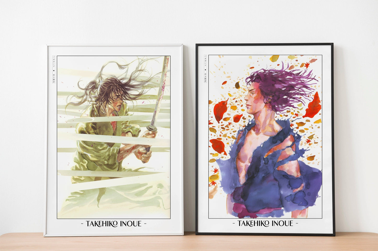 Add style to your space with the Set of 2 Vagabond Manga Wall Art. Featuring iconic characters like Miyamoto Musashi and Sasaki Kojiro, perfect for any room.