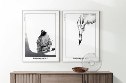 Add style to your space with the Set of 2 Vagabond Manga Wall Art. Featuring iconic characters like Miyamoto Musashi and Sasaki Kojiro, perfect for any room.