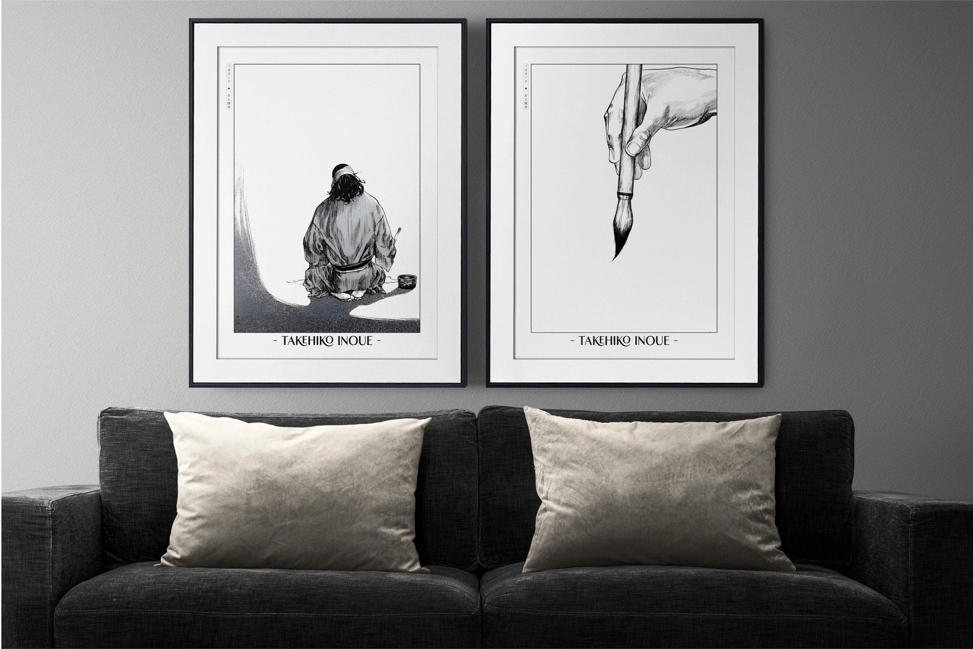 Add style to your space with the Set of 2 Vagabond Manga Wall Art. Featuring iconic characters like Miyamoto Musashi and Sasaki Kojiro, perfect for any room.