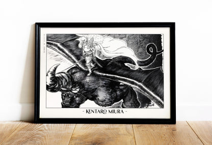 Honor Kentaro MiuraÕs legacy with this Berserk manga art print. Bring the intensity and intricate artistry of his work into your home with this striking print.