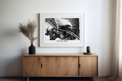 Honor Kentaro MiuraÕs legacy with this Berserk manga art print. Bring the intensity and intricate artistry of his work into your home with this striking print.