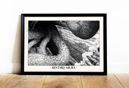 Honor Kentaro MiuraÕs legacy with this Berserk manga art print. Bring the intensity and intricate artistry of his work into your home with this striking print.