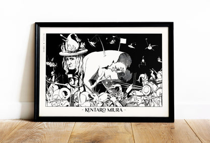 Honor Kentaro MiuraÕs legacy with this Berserk manga art print. Bring the intensity and intricate artistry of his work into your home with this striking print.