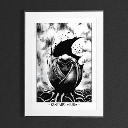 Honor Kentaro MiuraÕs legacy with this Berserk manga art print. Bring the intensity and intricate artistry of his work into your home with this striking print.