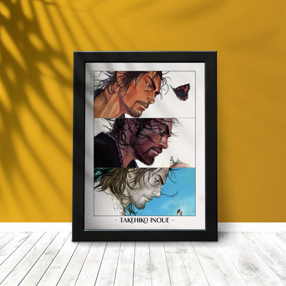 Explore Vagabond manga wall art by Takehiko Inoue. High-quality prints featuring legendary characters like Miyamoto Musashi and Sasaki Kojiro.