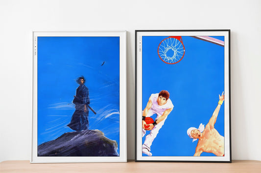 Add style to your space with the Set of 2 Vagabond Manga Wall Art. Featuring iconic characters like Miyamoto Musashi and Sasaki Kojiro, perfect for any room.