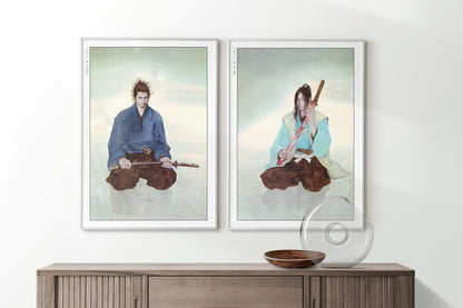 Add style to your space with the Set of 2 Vagabond Manga Wall Art. Featuring iconic characters like Miyamoto Musashi and Sasaki Kojiro, perfect for any room.