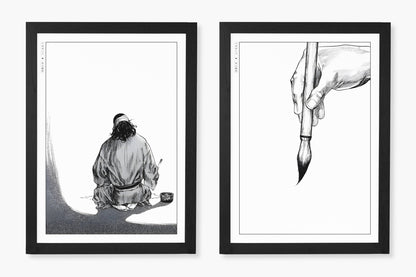 Add style to your space with the Set of 2 Vagabond Manga Wall Art. Featuring iconic characters like Miyamoto Musashi and Sasaki Kojiro, perfect for any room.