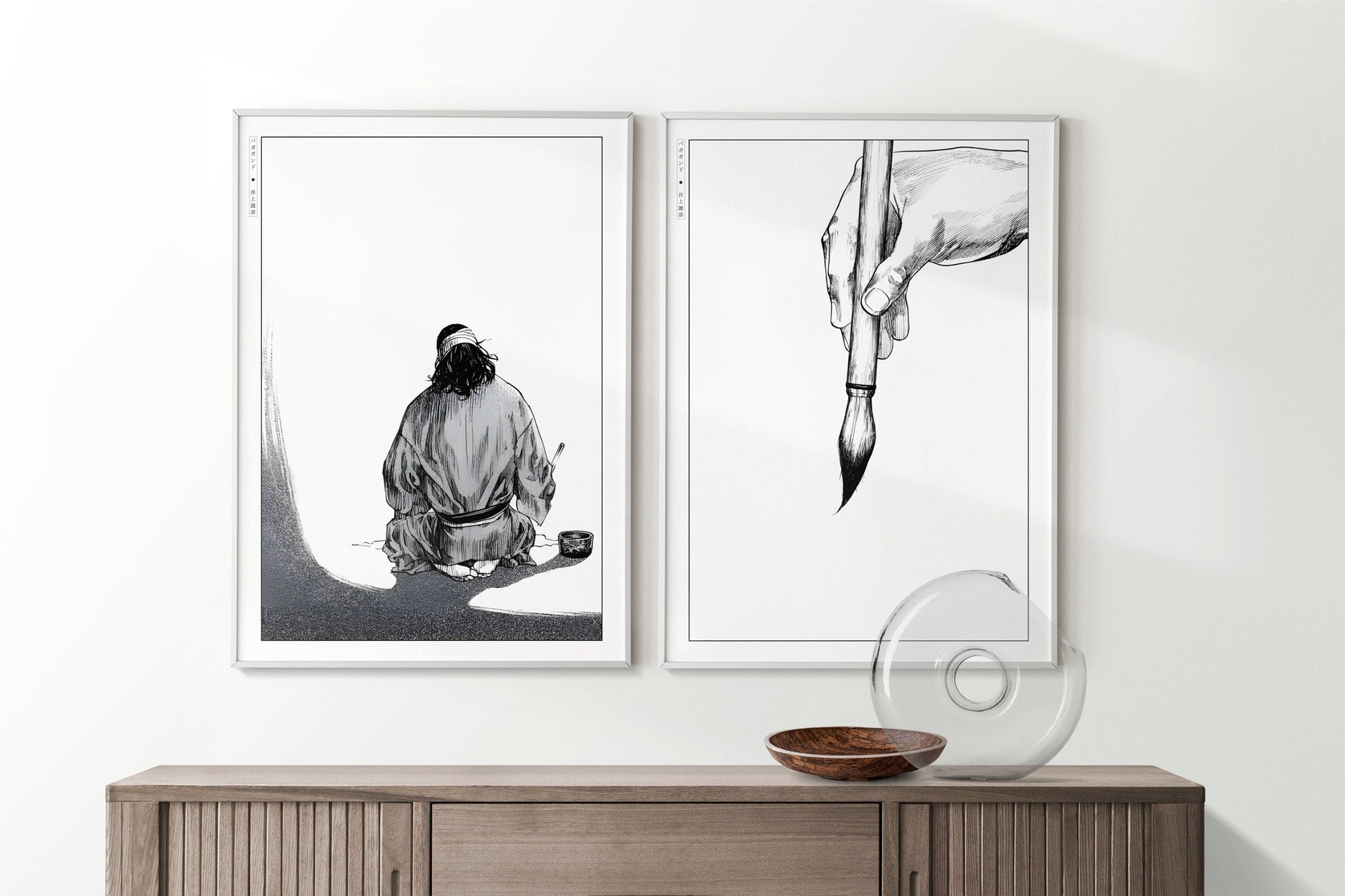 Add style to your space with the Set of 2 Vagabond Manga Wall Art. Featuring iconic characters like Miyamoto Musashi and Sasaki Kojiro, perfect for any room.