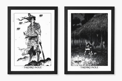 Add style to your space with the Set of 2 Vagabond Manga Wall Art. Featuring iconic characters like Miyamoto Musashi and Sasaki Kojiro, perfect for any room.