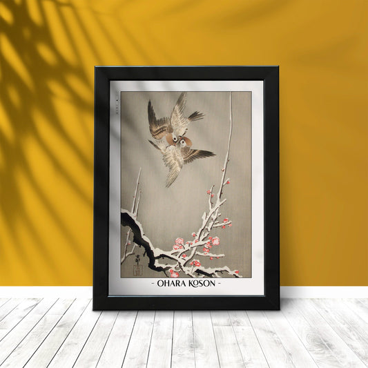 Elevate your decor with Ohara Koson's bird art prints, showcasing the grace of nature and the timeless charm of traditional Japanese Ukiyo-e craftsmanship.