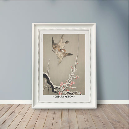 Elevate your decor with Ohara Koson's bird art prints, showcasing the grace of nature and the timeless charm of traditional Japanese Ukiyo-e craftsmanship.