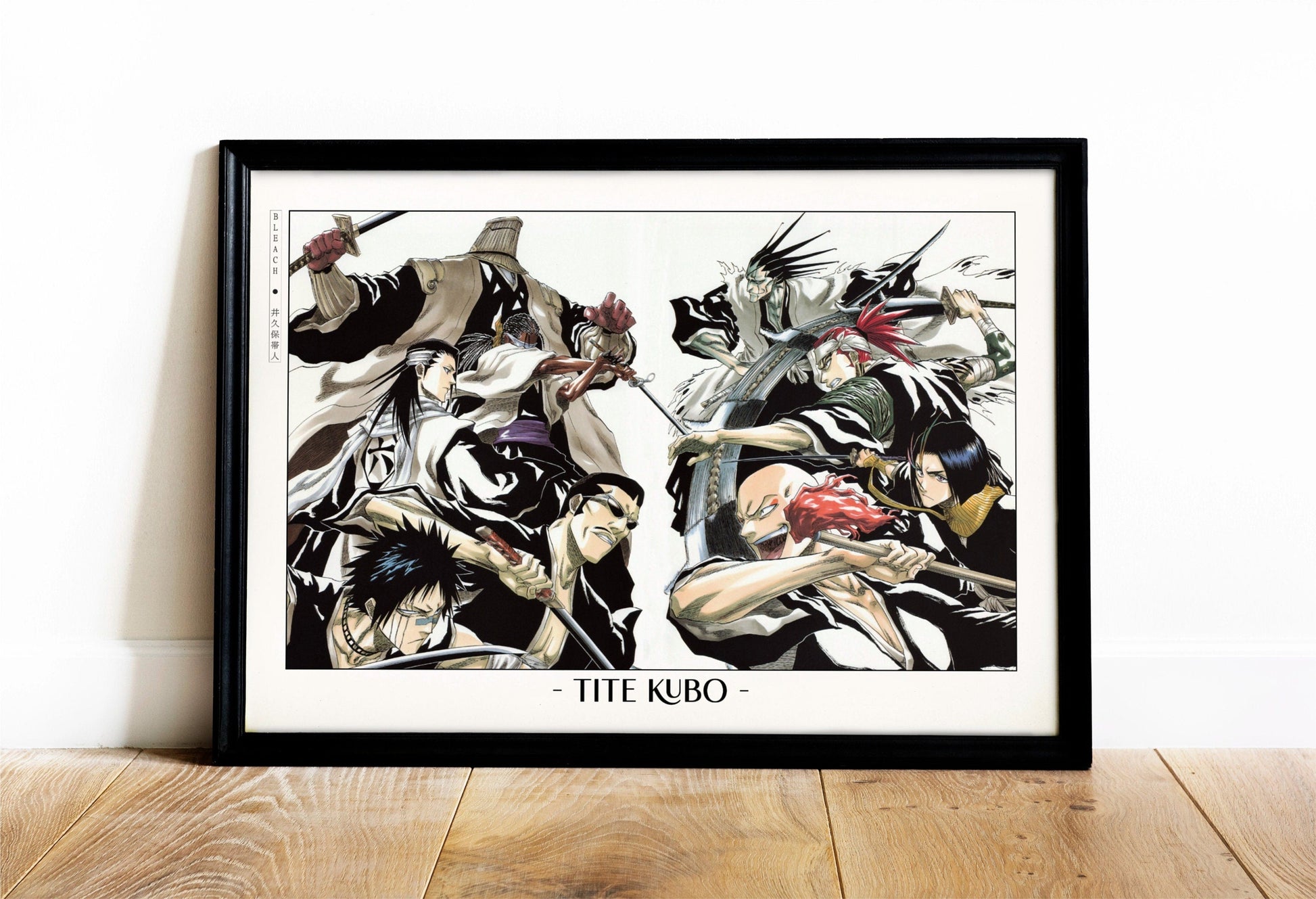 Celebrate Tite Kubo's masterful storytelling with this anime wall art, showcasing the world of Soul Reapers and its unforgettable characters.