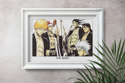 Celebrate Tite Kubo's masterful storytelling with this anime wall art, showcasing the world of Soul Reapers and its unforgettable characters.