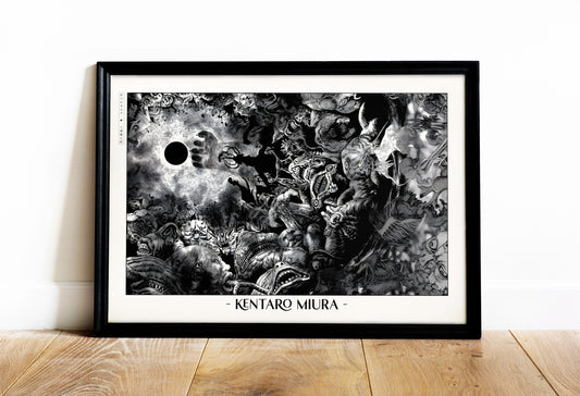 Honor Kentaro MiuraÕs legacy with this Berserk manga art print. Bring the intensity and intricate artistry of his work into your home with this striking print.