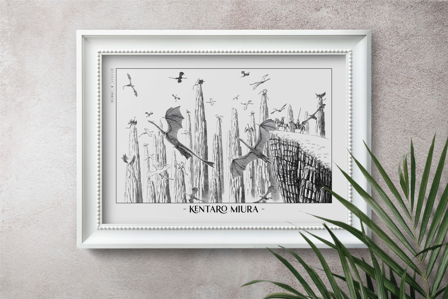 Honor Kentaro MiuraÕs legacy with this Berserk manga art print. Bring the intensity and intricate artistry of his work into your home with this striking print.