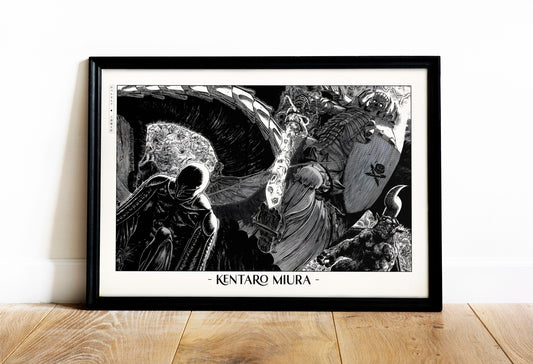 Honor Kentaro MiuraÕs legacy with this Berserk manga art print. Bring the intensity and intricate artistry of his work into your home with this striking print.