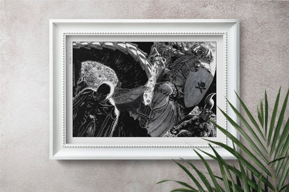 Transform your space with this Berserk manga poster. Immerse yourself in Miura's iconic art and dark storytelling for a powerful, gothic statement piece.