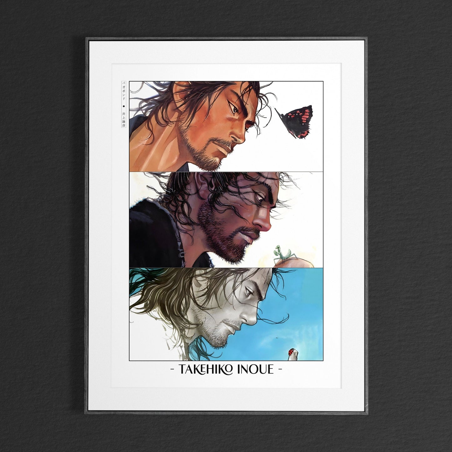 Explore Vagabond manga wall art by Takehiko Inoue. High-quality prints featuring legendary characters like Miyamoto Musashi and Sasaki Kojiro.