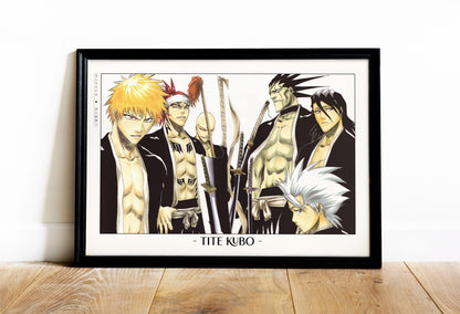 Celebrate Tite Kubo's masterful storytelling with this anime wall art, showcasing the world of Soul Reapers and its unforgettable characters.