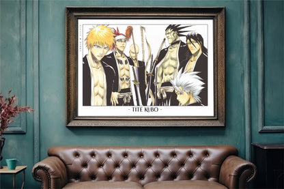 Celebrate Tite Kubo's masterful storytelling with this anime wall art, showcasing the world of Soul Reapers and its unforgettable characters.