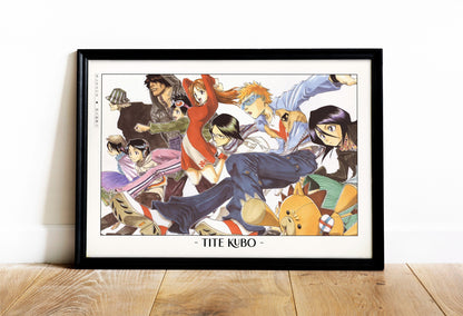 Celebrate Tite Kubo's masterful storytelling with this anime wall art, showcasing the world of Soul Reapers and its unforgettable characters.