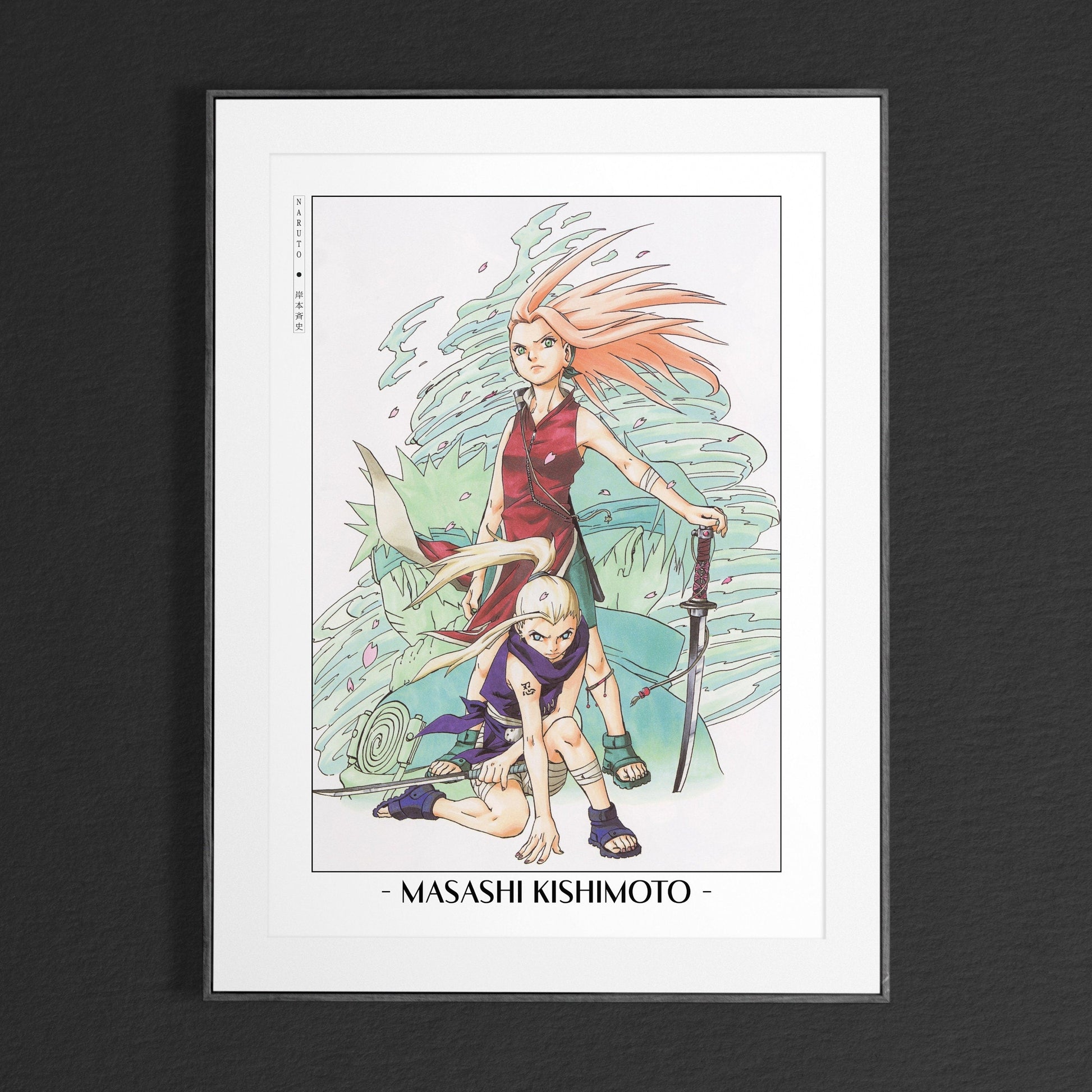 Experience the vibrant world of ninjas with this stunning manga wall art, showcasing the artistry of Masashi Kishimoto. Purchase online with Eastern Archivals.