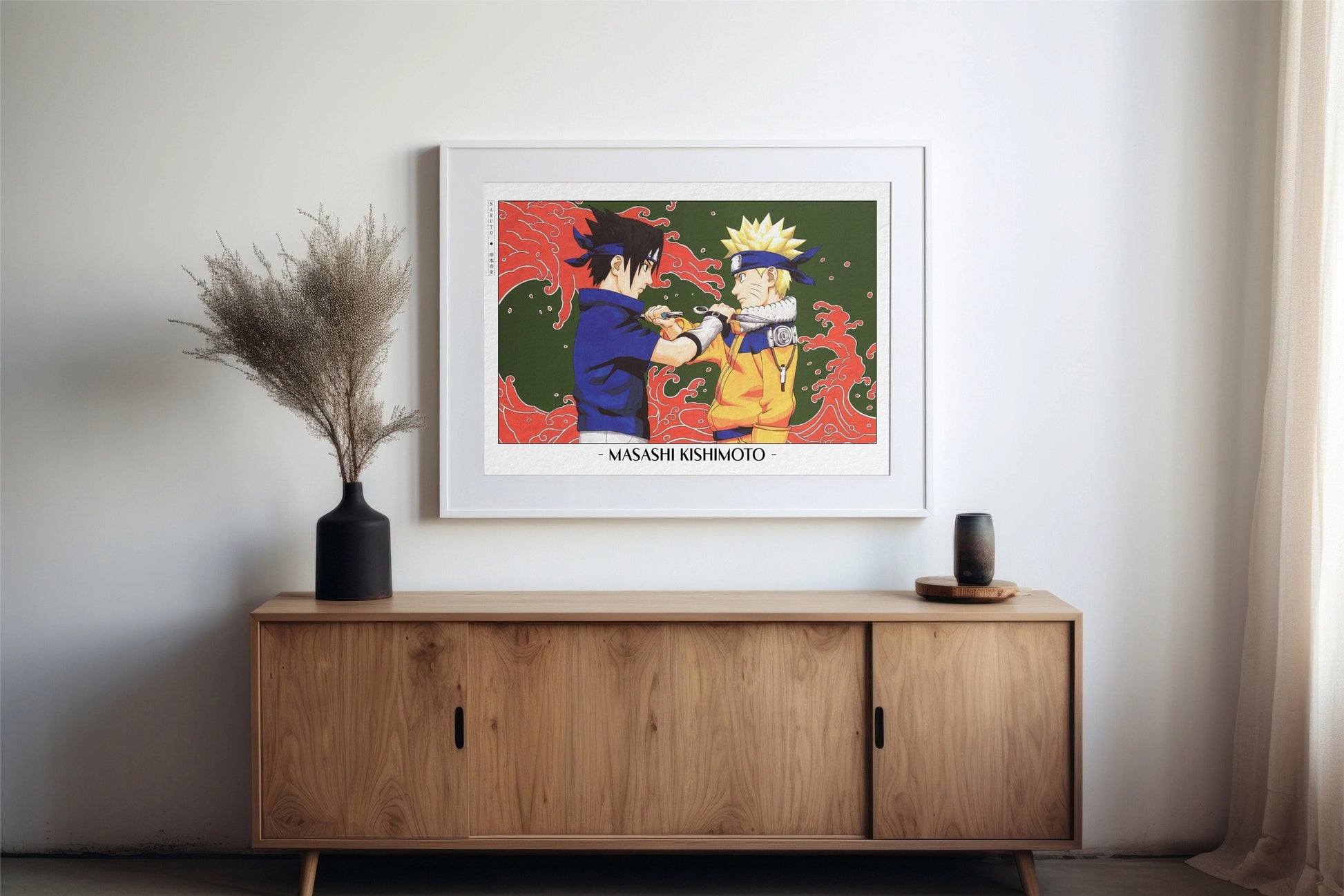 Experience the vibrant world of ninjas with this stunning manga wall art, showcasing the artistry of Masashi Kishimoto. Purchase online with Eastern Archivals.