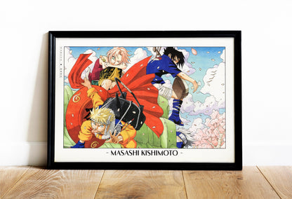 Experience the vibrant world of ninjas with this stunning manga wall art, showcasing the artistry of Masashi Kishimoto. Purchase online with Eastern Archivals.