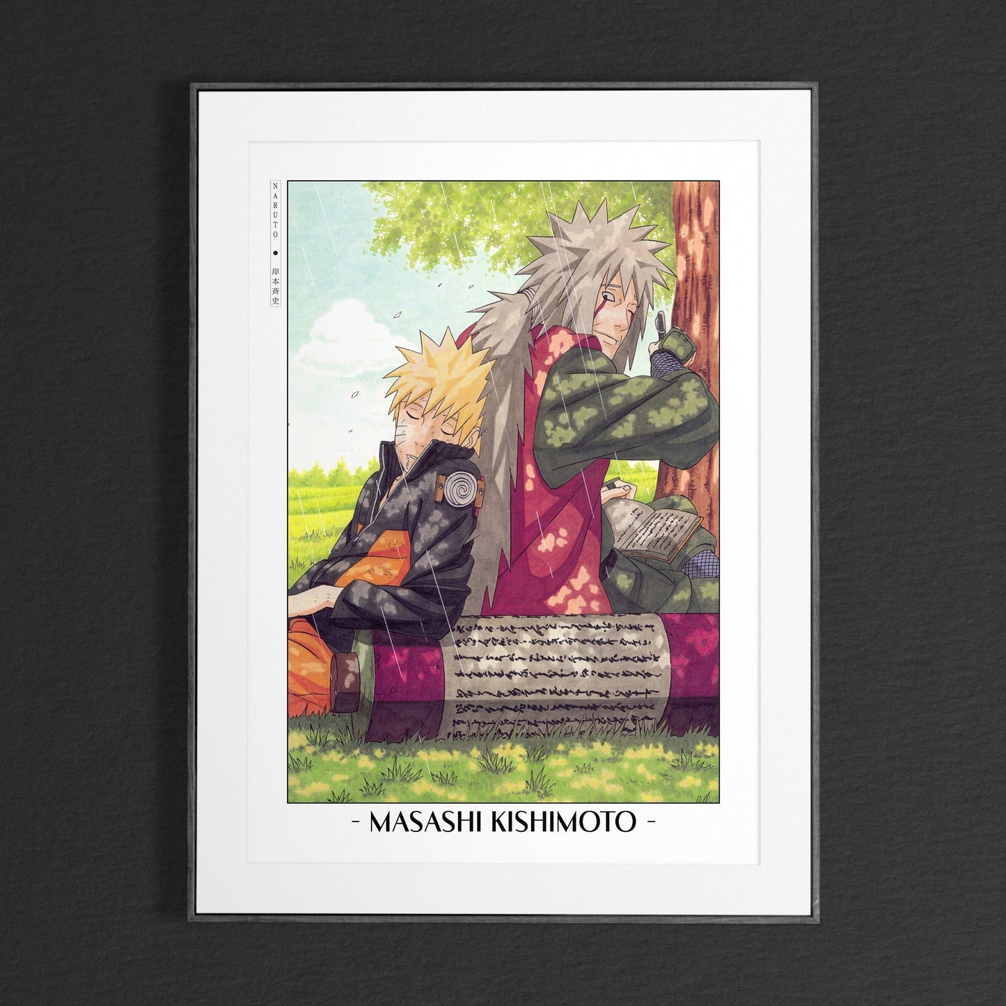 Experience the vibrant world of ninjas with this stunning manga wall art, showcasing the artistry of Masashi Kishimoto. Purchase online with Eastern Archivals.