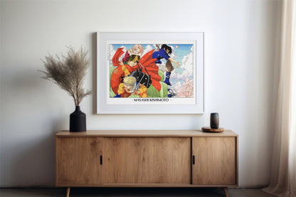 Experience the vibrant world of ninjas with this stunning manga wall art, showcasing the artistry of Masashi Kishimoto. Purchase online with Eastern Archivals.