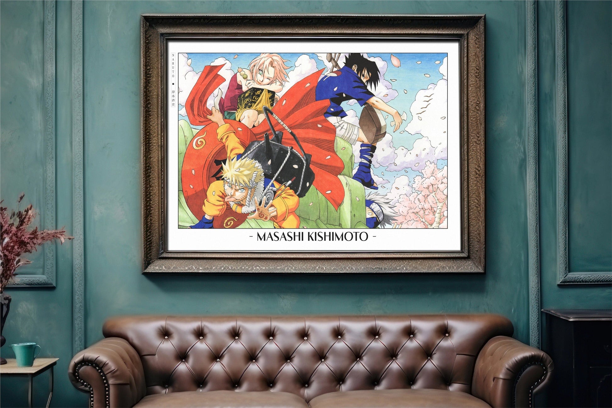 Experience the vibrant world of ninjas with this stunning manga wall art, showcasing the artistry of Masashi Kishimoto. Purchase online with Eastern Archivals.