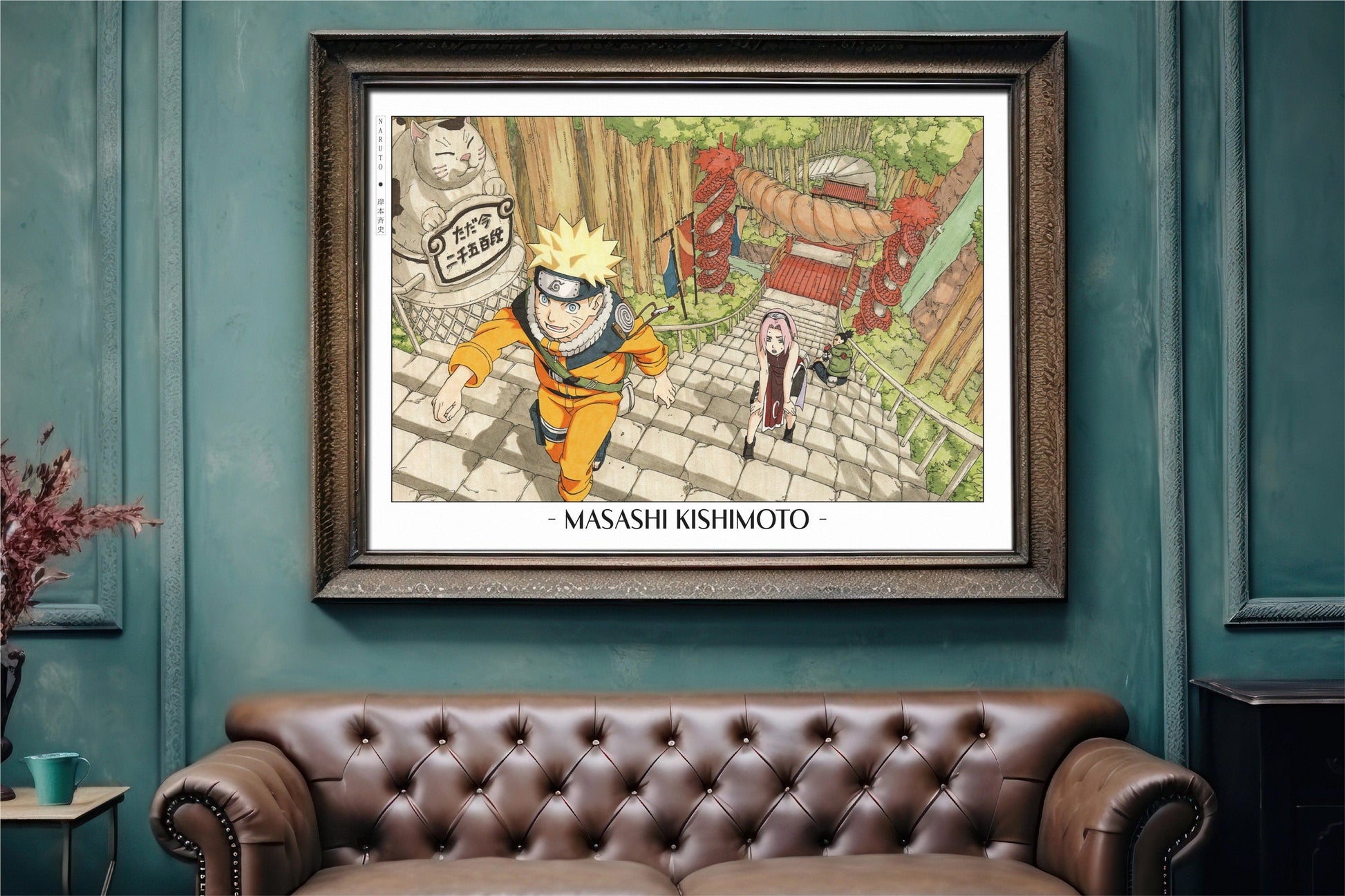 Experience the vibrant world of ninjas with this stunning manga wall art, showcasing the artistry of Masashi Kishimoto. Purchase online with Eastern Archivals.