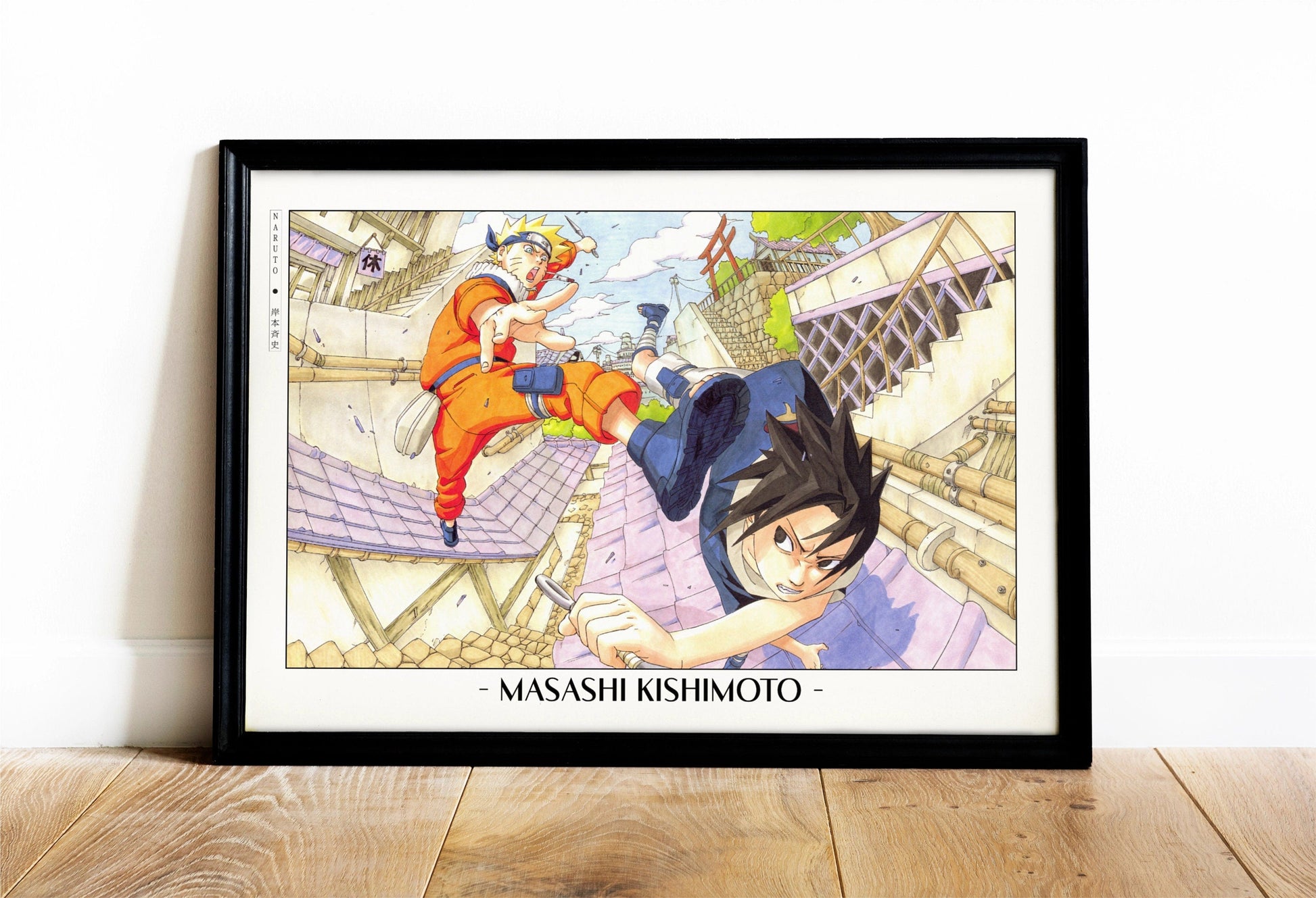 Experience the vibrant world of ninjas with this stunning manga wall art, showcasing the artistry of Masashi Kishimoto. Purchase online with Eastern Archivals.