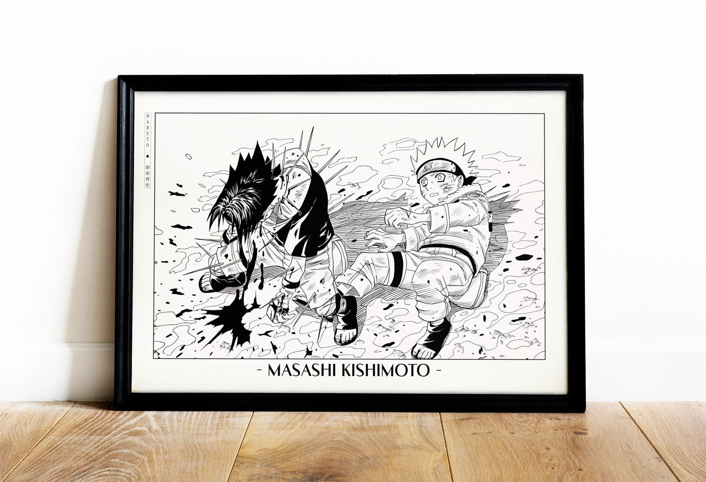 Experience the vibrant world of ninjas with this stunning manga wall art, showcasing the artistry of Masashi Kishimoto. Purchase online with Eastern Archivals.