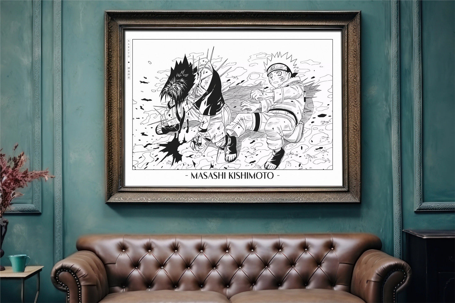 Experience the vibrant world of ninjas with this stunning manga wall art, showcasing the artistry of Masashi Kishimoto. Purchase online with Eastern Archivals.