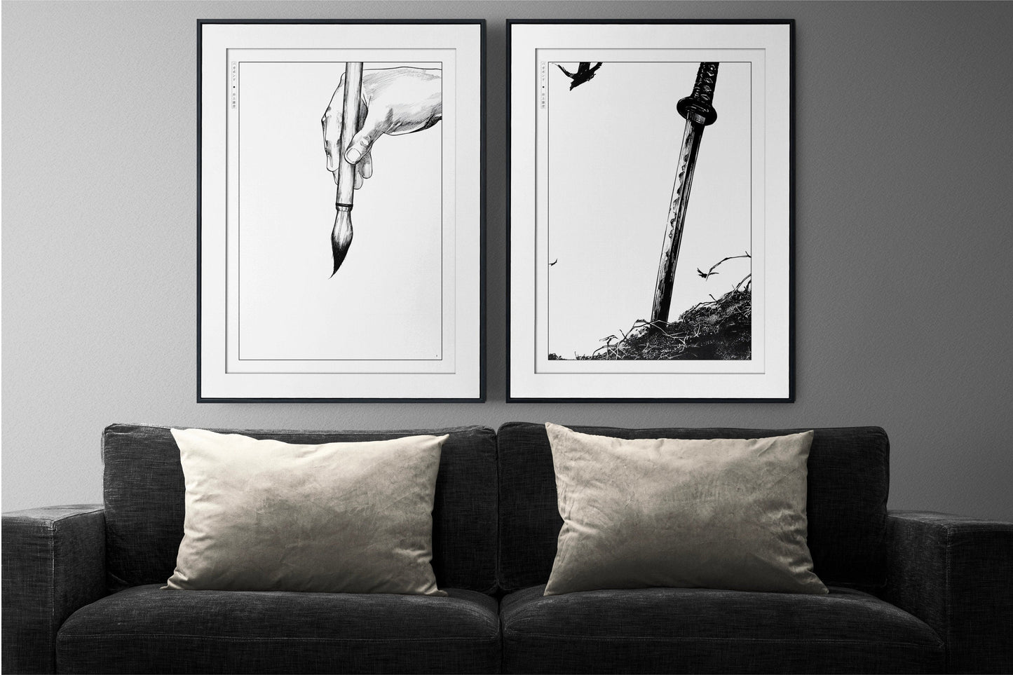 Add style to your space with the Set of 2 Vagabond Manga Wall Art. Featuring iconic characters like Miyamoto Musashi and Sasaki Kojiro, perfect for any room.